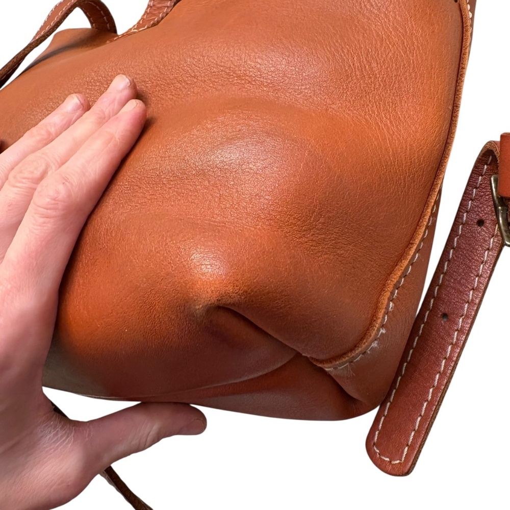 Portland leather brown mini market tote bag - Picture 8 of 12